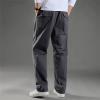Mens Straight Leg Pants Plus Size Casual Outdoor Cargo Sweatpants Loose Comfort Stretch Jogger Pants with Pocket (Dark Grey,XX-Large) view 3