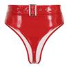 YONGHS Women's Shiny Metallic Low Rise Briefs Booty Shorts Micro Mini Panties Lingerie Underwear 4# Red XX-Large view 4
