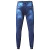 JEsilunmaMY Mens Stretch Pencil Jeans Drawstring Elastic Waist Casual Denim Pants Retro Slim Fit Distressed Skinny Jean Pants (Blue,X-Large) view 2