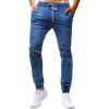 JEsilunmaMY Mens Stretch Pencil Jeans Drawstring Elastic Waist Casual Denim Pants Retro Slim Fit Distressed Skinny Jean Pants (Blue,X-Large) view 3