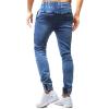JEsilunmaMY Mens Stretch Pencil Jeans Drawstring Elastic Waist Casual Denim Pants Retro Slim Fit Distressed Skinny Jean Pants (Blue,X-Large) view 4