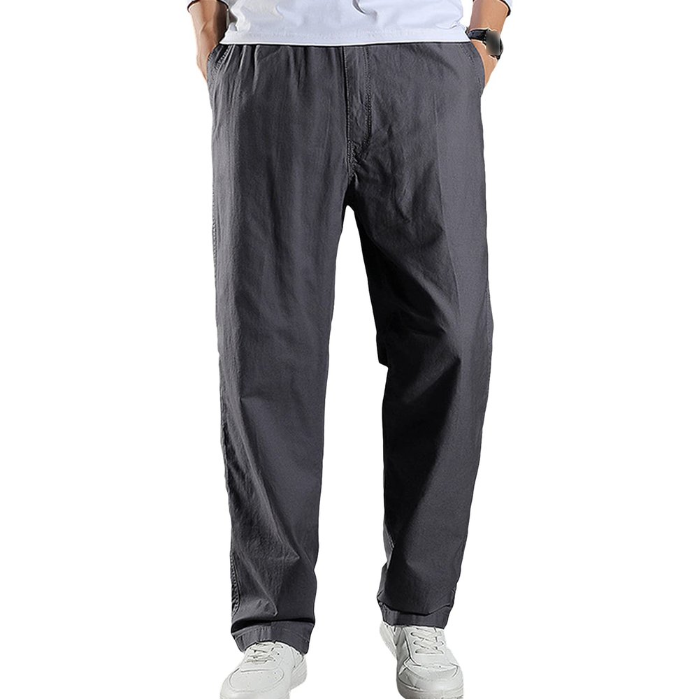 Mens Straight Leg Pants Plus Size Casual Outdoor Cargo Sweatpants Loose Comfort Stretch Jogger Pants with Pocket (Dark Grey,4X-Large)