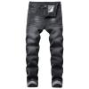 Men's Stretch Straight Leg Jeans Mid Waist Slim Fit Washed Denim Pants Vintage Distressed Skinny Jean Trousers (Black,34) view 1
