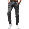JEsilunmaMY Mens Stretch Pencil Jeans Drawstring Elastic Waist Casual Denim Pants Retro Slim Fit Distressed Skinny Jean Pants (Grey,Medium) view 3
