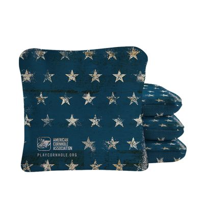 ACA Synergy Pro Professional Cornhole Bags Dual Sided Regulation 6x6 Set of 4 Vintage Stars Blue