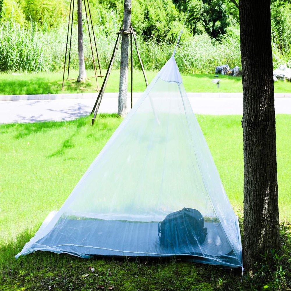 No-See-Ums Camping Mosquito Net Bed Compact and Ultra-Light for TravelFinest Holes Mesh 2000 Noseeum Netting for Camping and Hiking, Without Sleeping Mat (Single Light Grey ColorL)