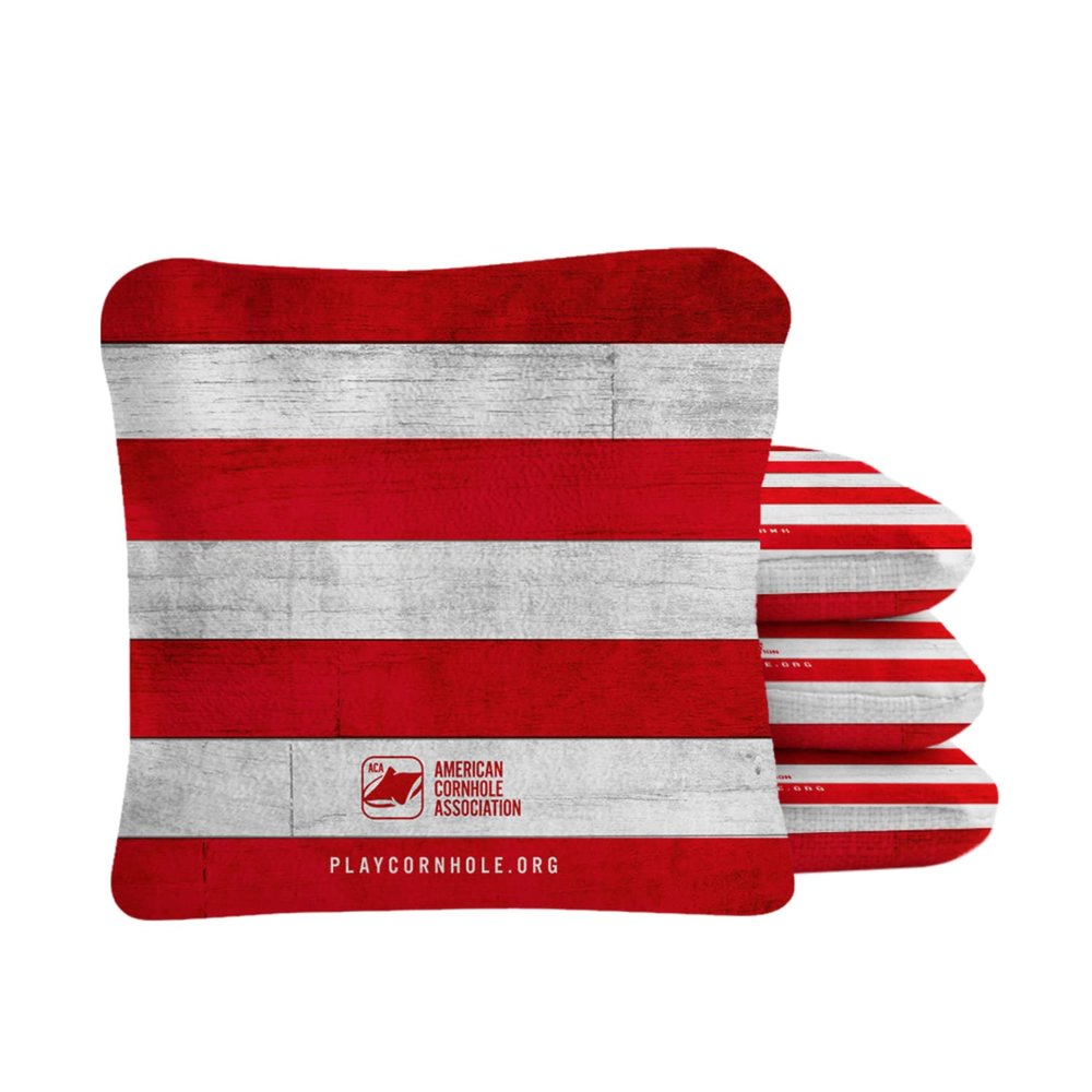 ACA Synergy Pro Professional Cornhole Bags Dual Sided Regulation 6x6 Set of 4 Besty Ross Stripes Red