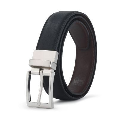 AWAYTR Reversible Kids Belts for Boys - Black and Brown Leather Belt for School Uniform Casual Jeans (80cm,Silver)