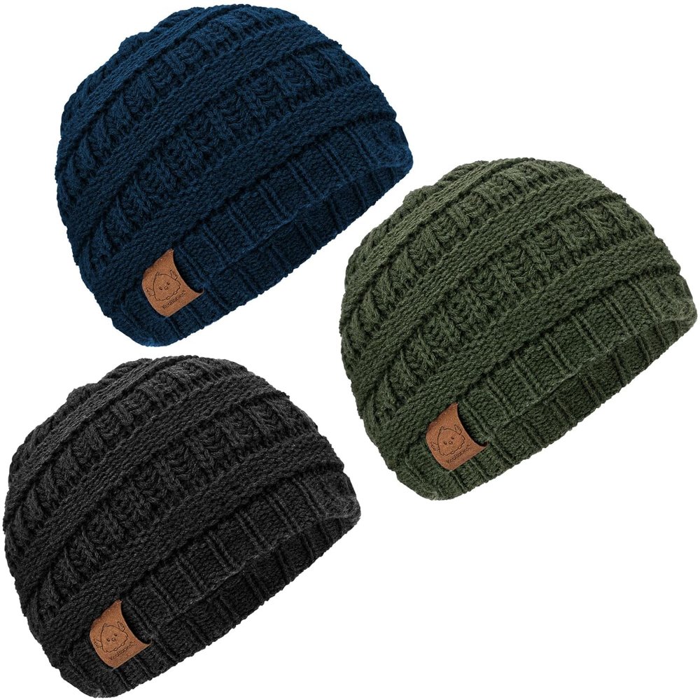 KeaBabies 3-Pack Baby Beanies for Boys, Girls - Soft, Cute Baby Winter Hats 0-6 Months, Stretchy Knit, Warm Toddler Winter Hat, Newborn, Infant, Toddler Beanie for Babies Girl, Boy (Urban, S)