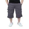 iMackky Mens Long Shorts 3/4 Cargo Shorts Elastic Below Knee Capri Casual Loose Fit with 7 Pockets Grey 36 view 2