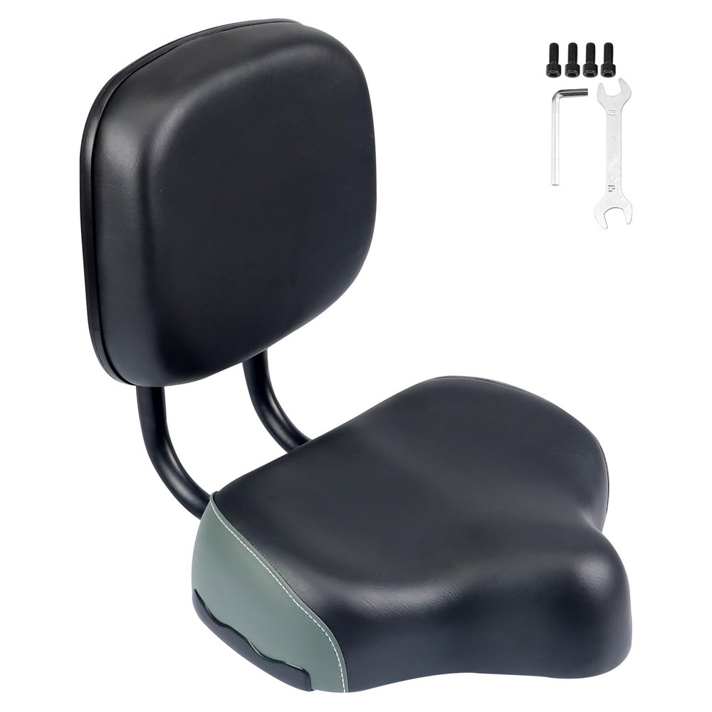 WEEROCK Bike Saddle Bicycle Seats Oversized Comfortable with Backrest Soft Back Rest PU Cushion Replacement Saddles for Bicycle Mountain Bike MTB Tricycle Commuter Bike Exercise Bikes
