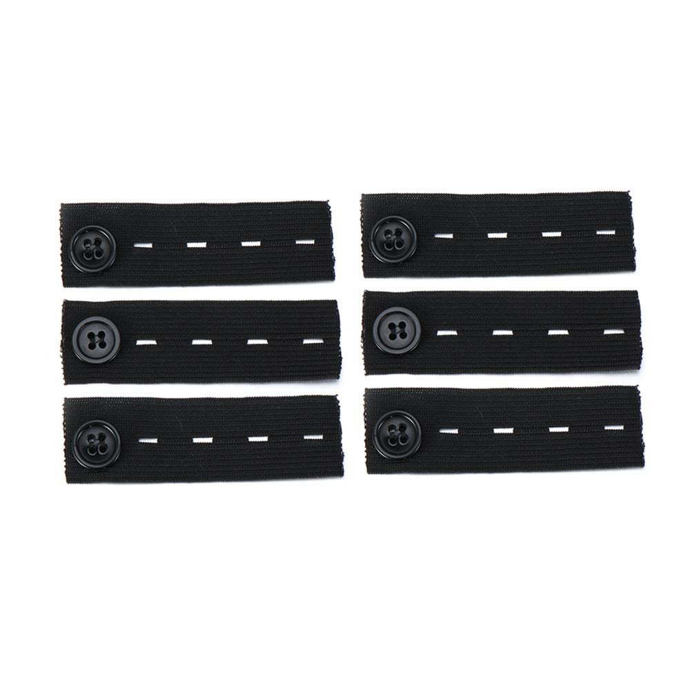 HomeSoGood 6Pcs Unisex Waist Band Pant Extender Belt Tight Trousers Jeans Skirts Maternity Button Hooks Garment Accessories(3.27inch,Black)