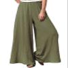 Hisanny Womens Plus Size Linen Pants Wide Leg Palazzo Trousers High Elastic Waist Flowy Culottes with Pockets Army Green 3X-Large view 1