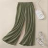 Hisanny Womens Plus Size Linen Pants Wide Leg Palazzo Trousers High Elastic Waist Flowy Culottes with Pockets Army Green 3X-Large view 3