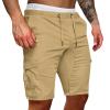 Mens Slim-Fit 11" Cargo Shorts Summer Casual Cotton Tactical Pants Elastic Waistband Workout Outdoor Hiking Muscle Shorts Khaki view 1