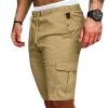 Mens Slim-Fit 11" Cargo Shorts Summer Casual Cotton Tactical Pants Elastic Waistband Workout Outdoor Hiking Muscle Shorts Khaki view 2