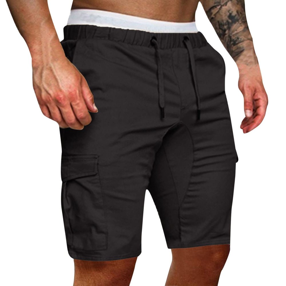 Mens Slim-Fit 11" Cargo Shorts Summer Casual Cotton Tactical Pants Elastic Waistband Workout Outdoor Hiking Muscle Shorts Grey