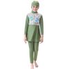 Muslim Swimsuits for Girls Butterfly Flower Printed Top + Pants Full Coverage Swimwear Modest Islamic Hijab Cap Long Sleeve Beachwear Swimming Round Neck Burkini Bathing Suit Green 9-10 Years view 1