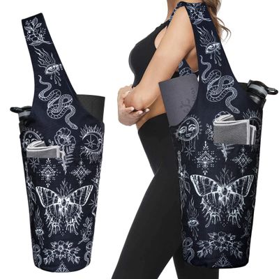Boho Witchcraft Yoga Mat Carrier - Long Tote with Pockets - Holds More Yoga Accessories - Fits Most Size Mats