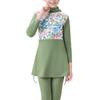 Muslim Swimsuits for Girls Butterfly Flower Printed Top + Pants Full Coverage Swimwear Modest Islamic Hijab Cap Long Sleeve Beachwear Swimming Round Neck Burkini Bathing Suit Green 7-8 Years view 4