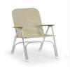 FORMA MARINE Folding Aluminum Boat Chair with Teak Armrests Uniform Fabric, Folding, Anodized, Grey Fabric, Model M120G view 1