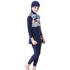 Muslim Swimsuits for Girls Butterfly Flower Printed Top + Pants Full Coverage Swimwear Modest Islamic Hijab Cap Long Sleeve Beachwear Swimming Round Neck Burkini Bathing Suit Dark Blue 5-6 Years view 2