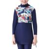 Muslim Swimsuits for Girls Butterfly Flower Printed Top + Pants Full Coverage Swimwear Modest Islamic Hijab Cap Long Sleeve Beachwear Swimming Round Neck Burkini Bathing Suit Dark Blue 5-6 Years view 3