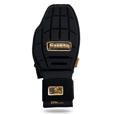 Franklin Sports MLB Baseball + Softball Sliding Mitt - CFX PRT Adult Protective Baserunning Sliding Glove - Left + Right Hand Mitt - Hand + Wrist Protector for Running - Black + Gold - One Size