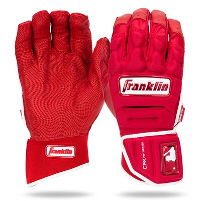 Franklin Sports MLB Batting Gloves - CFX Pro PRT Heavy Duty Protective Baseball + Softball Batting Gloves - Adult Padded Reinforced Leather - Adult Medium - Red Hi-Lite
