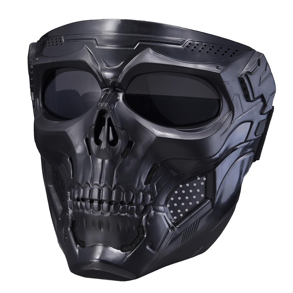 Skull Mask Tactical Masks Full Face with PC Lens Goggles Eye Protection Headgear Mask for Halloween CS Survival Games Shooting Cosplay Airsoft Mask