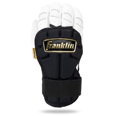 Franklin Sports Baseball Hand + Wrist Guard - PRT LG Series Adult Hand + Wrist Protector for Batting - Protective Shield - Righty + Lefty Hitters - Black + Gold - One Size - Adult