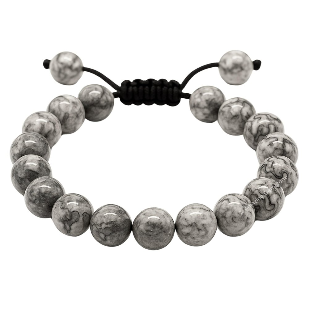 Amazing Gemstone Kiwi Jasper Bracelet, Gifts For Men & Women - Protection Healing Crystal Bracelet - 8mm Gemstone Beaded Adjustable Bracelet, Pulseras Para Hombres Mujer Stocking Stuffers