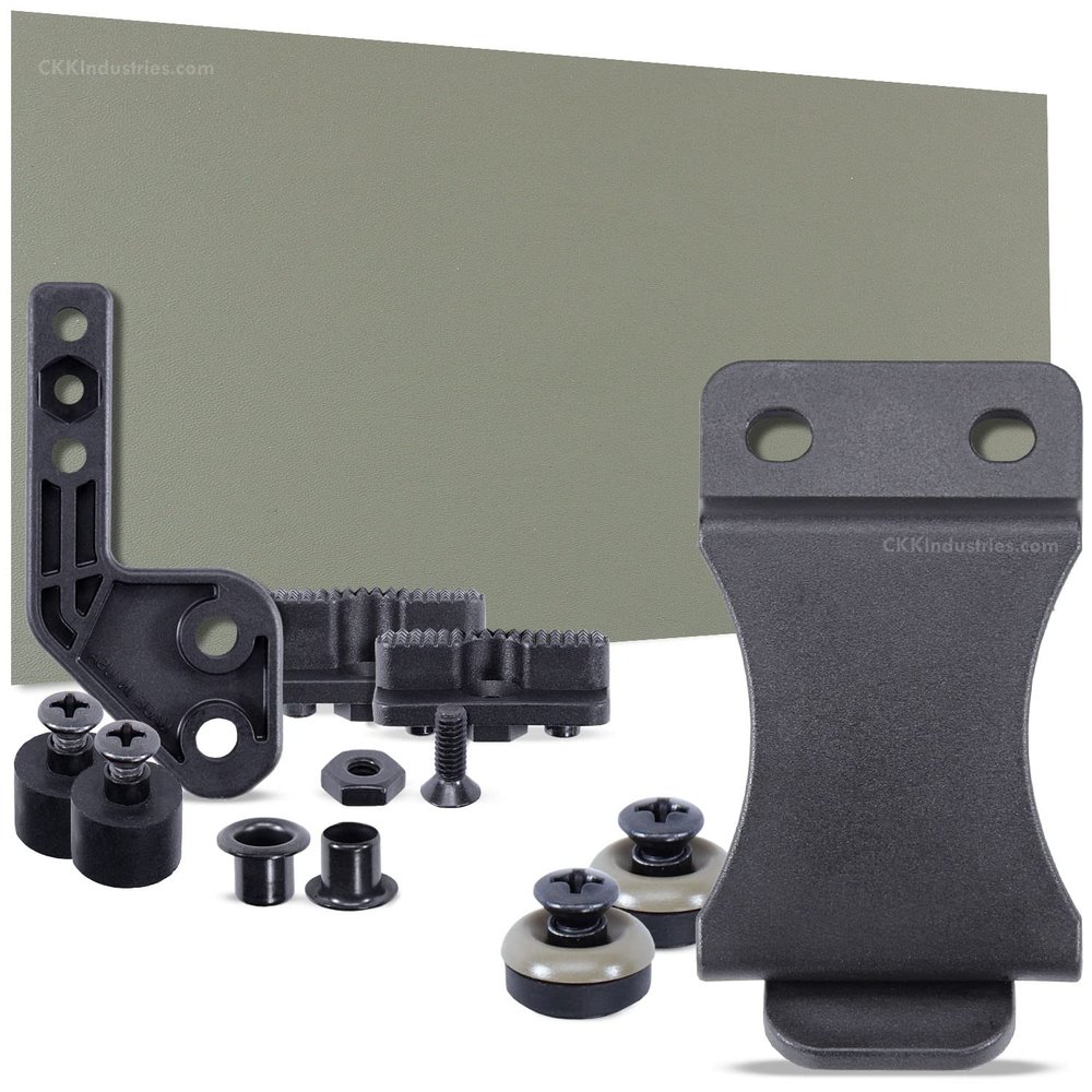 DIY Holster Making Kit - 1-Piece Adjustable Retention Concealment Holster (Standard Design) - (IWB) - KYDEX - P1 Texture - (FDES) - FOMI (1.50in) - (w/FDES Finishing Washers)