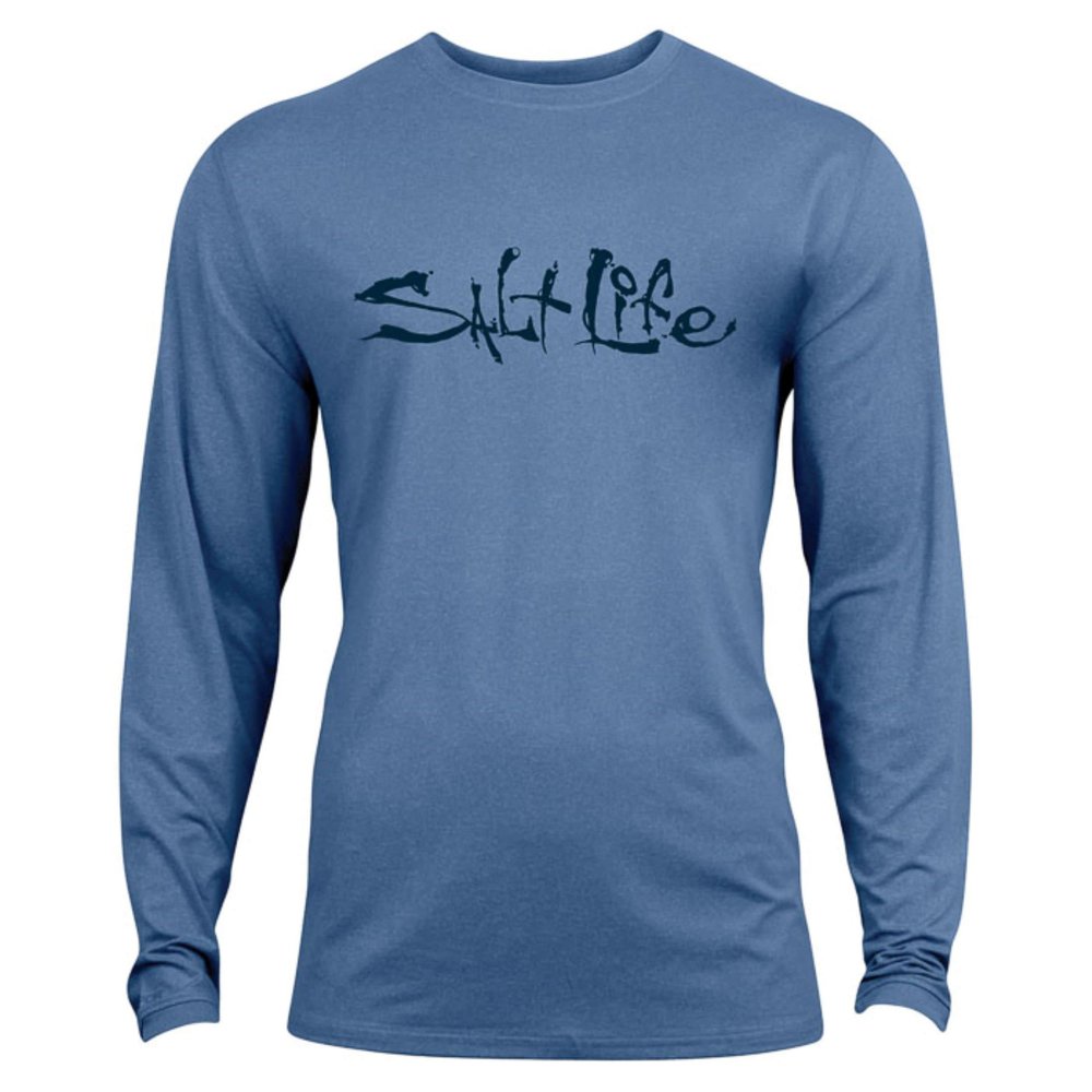 Salt Life Unisex Kids Unisex Kids Signature Icons Long Sleeve Performance Tee T-Shirt, Harbor Blue Heather, Small US