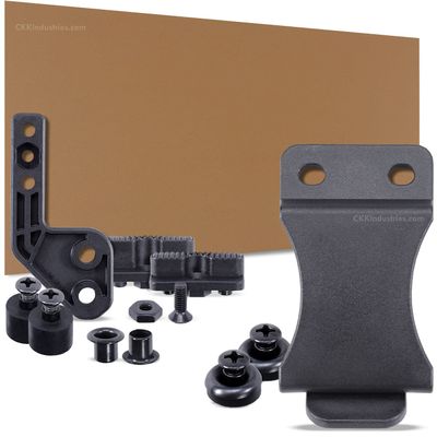 DIY Holster Making Kit - 1-Piece Adjustable Retention Concealment Holster (Standard Design) - (IWB) - KYDEX - P1 Texture - (Coyote Brown) - FOMI (1.50in) - (w/Black Finishing Washers)