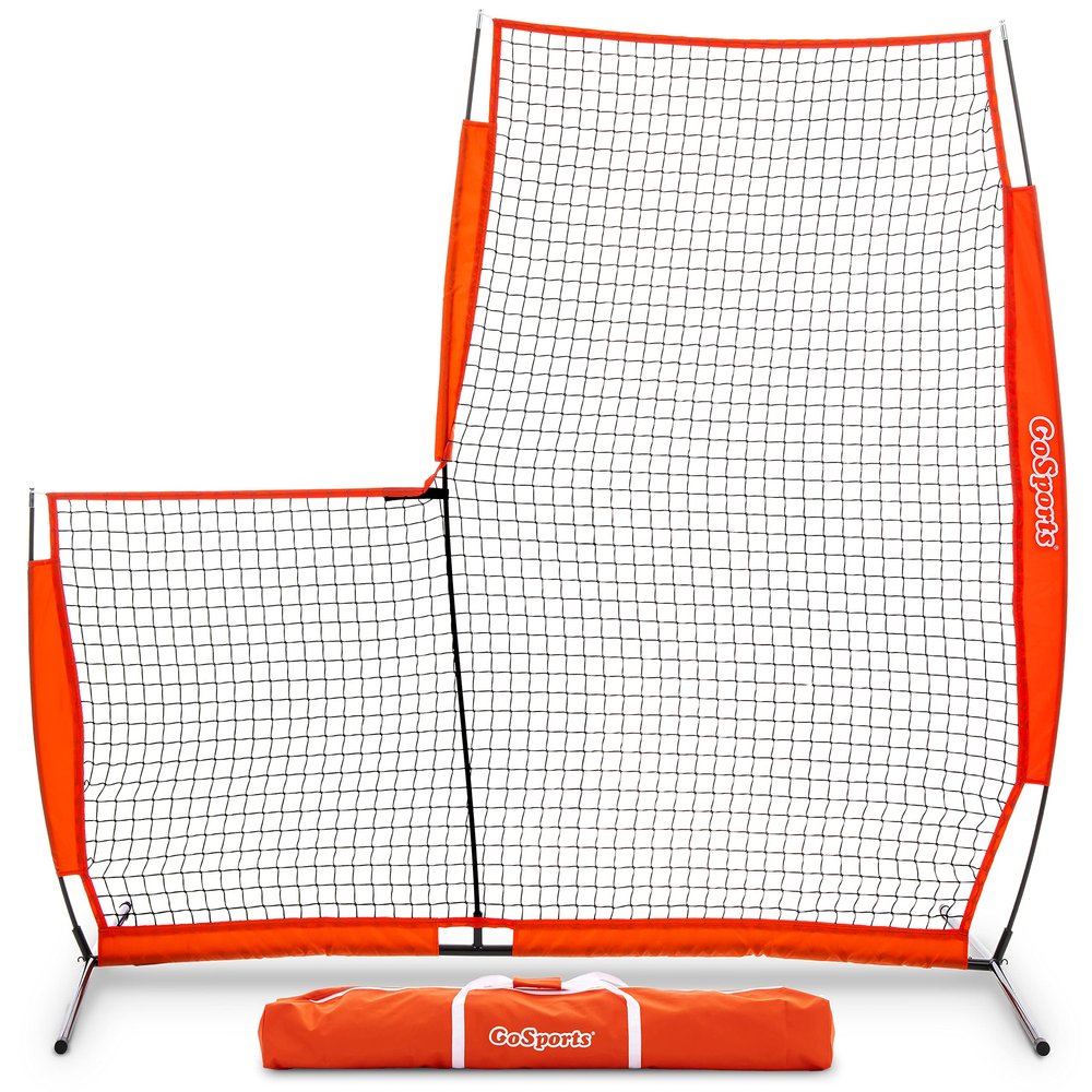 GoSports 7 ft x 7 ft Baseball & Softball L Screen - Pitcher Protection Net with Carrying Case