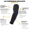Jax Baseball Arm Sleeves - Youth and Adult - Restore Recovery Premium Arm Compression Sleeve - Soft Four-Way Stretch Material - Adult SM/MD, Black view 3