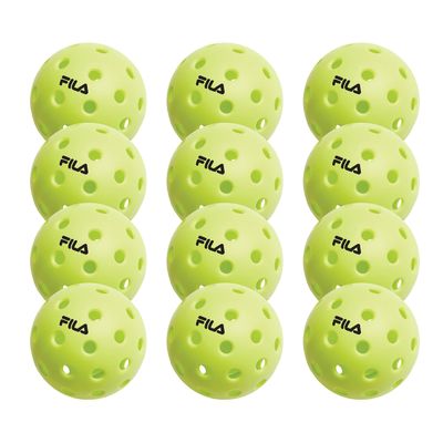 FILA Accessories Outdoor Pickleball Balls - Pickleball Set, Regulation Size Outdoor Pickleballs with 40 Holes (Lime Green), Pack of 12