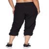 RBX Women's Plus Size Woven Lightweight Drawstring Capri Pant Jet Black 1X view 2