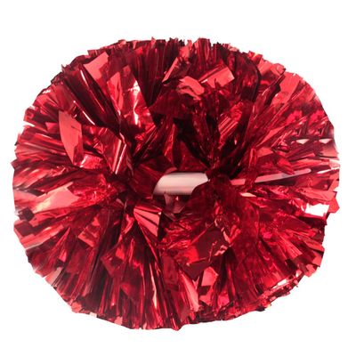 Lovecheer 2PCS Red Pom Poms Cheerleading Metallic Cheer Squad Pompoms with Baton Handle for Sports Team Spirit New Year Party Cheering