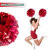 Lovecheer 2PCS Red Pom Poms Cheerleading Metallic Cheer Squad Pompoms with Baton Handle for Sports Team Spirit New Year Party Cheering view 3