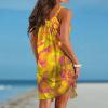 Summer Dresses for Women 2022 Beach Casual Spring Floral Print Shirt Dress Hollow Out Sleeveless Short Dress Boho Sundress Women's 2023 Summer Casual Tshirt Dresses Boho Beach Dress view 3