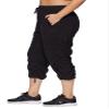 RBX Women's Plus Size Lightweight Woven Drawstring Capri Pant Jet Black 3X view 4
