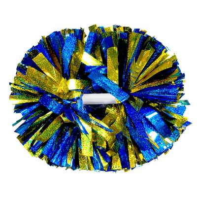 Lovecheer 2PCS Blue and Gold Pom Poms Cheerleading with Holographic Spots for Team Spirit Hockey Baseball Cheerleader Dance Adults Kids