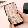Small Jewelry Box, Travel Jewelry Case, Mini Jewelry Organizer Gift Box for Earring Necklace Ring PU Leather view 2