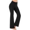 XUNRYAN Workout Flare Leggings with Pockets for Women Bootcut Yoga Pants High Waisted Jeggings Athletic Trousers Activewear Dark Black view 1