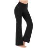 XUNRYAN Workout Flare Leggings with Pockets for Women Bootcut Yoga Pants High Waisted Jeggings Athletic Trousers Activewear Dark Black view 2