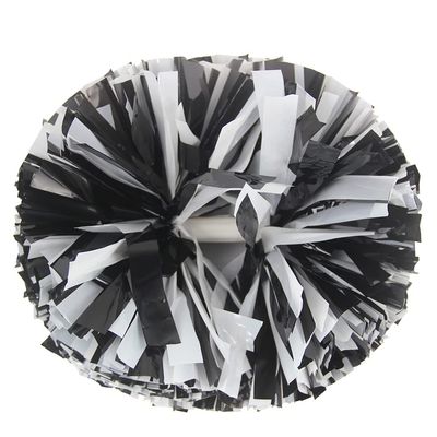 Lovecheer 2PCS Black and White Cheerleading Pom Poms with Baton Handle for Halloween Easter Party Sports Team Spirit Basketball Baseball Cheerleader Birthday Gifts