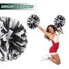 Lovecheer 2PCS Black and White Cheerleading Pom Poms with Baton Handle for Halloween Easter Party Sports Team Spirit Basketball Baseball Cheerleader Birthday Gifts view 3