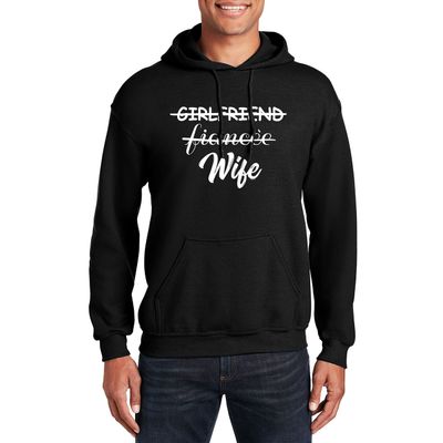 Veracco Girlfriend Fiancee Wife Engagement Engaged Couples Gifts Cool Humor Graphic Hoodie Saying Sarcasm Men Women Hoodie Black